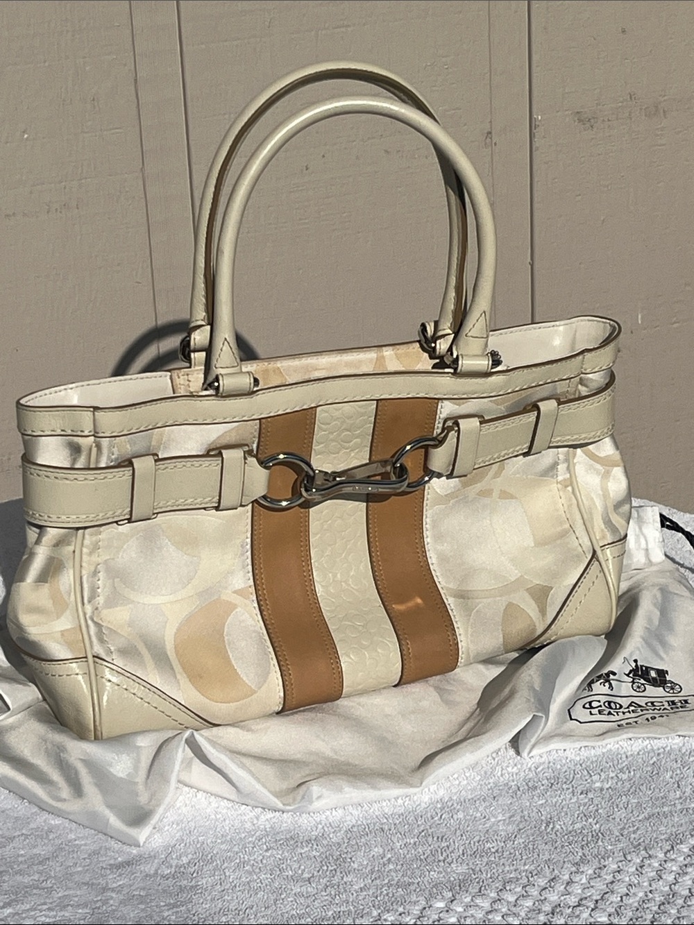 Coach Beige Signature Tote Bag